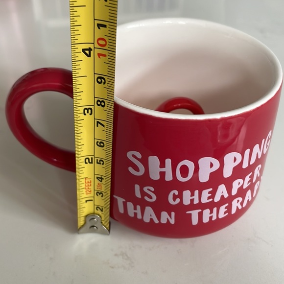 Whimsical Cupboard Red 'Shopping is Cheaper Than Therapy' Mug with Purse Inside - Picture 8 of 8